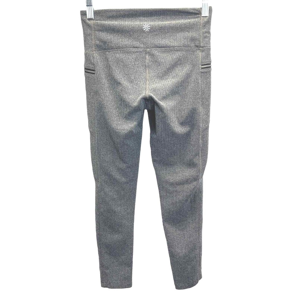 Athleta High Rise Leggings Womens XS Gray Herringbone Zipper Pocket Yoga Pants - Picture 5 of 11